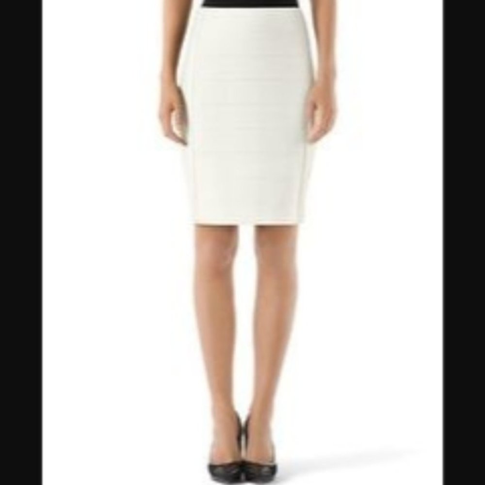 Gianni bini faux leather cream color pencil skirt